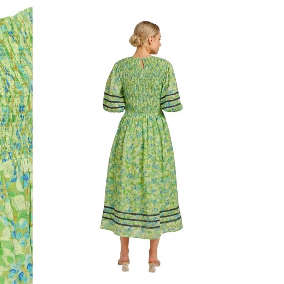 ALESSANDRA NWT Cameo Dress Delilah Meadow Puff 3/4 Sleeve Smocked Pockets Size L - Picture 4 of 13